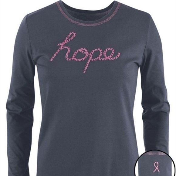 Koi Long Sleeve Hope Breast Cancer Tee Small - Picture 2 of 6